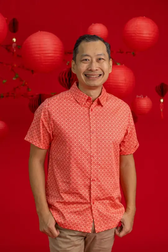 Men's Shirt - Peach Red Mosaic