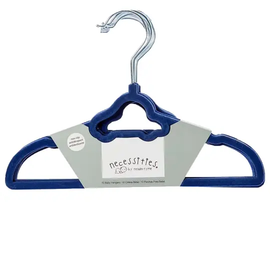 necessities by tendertyme Baby Boys and Baby Girls 10 Piece No-Slip Clothes Hangers, Navy Cars
