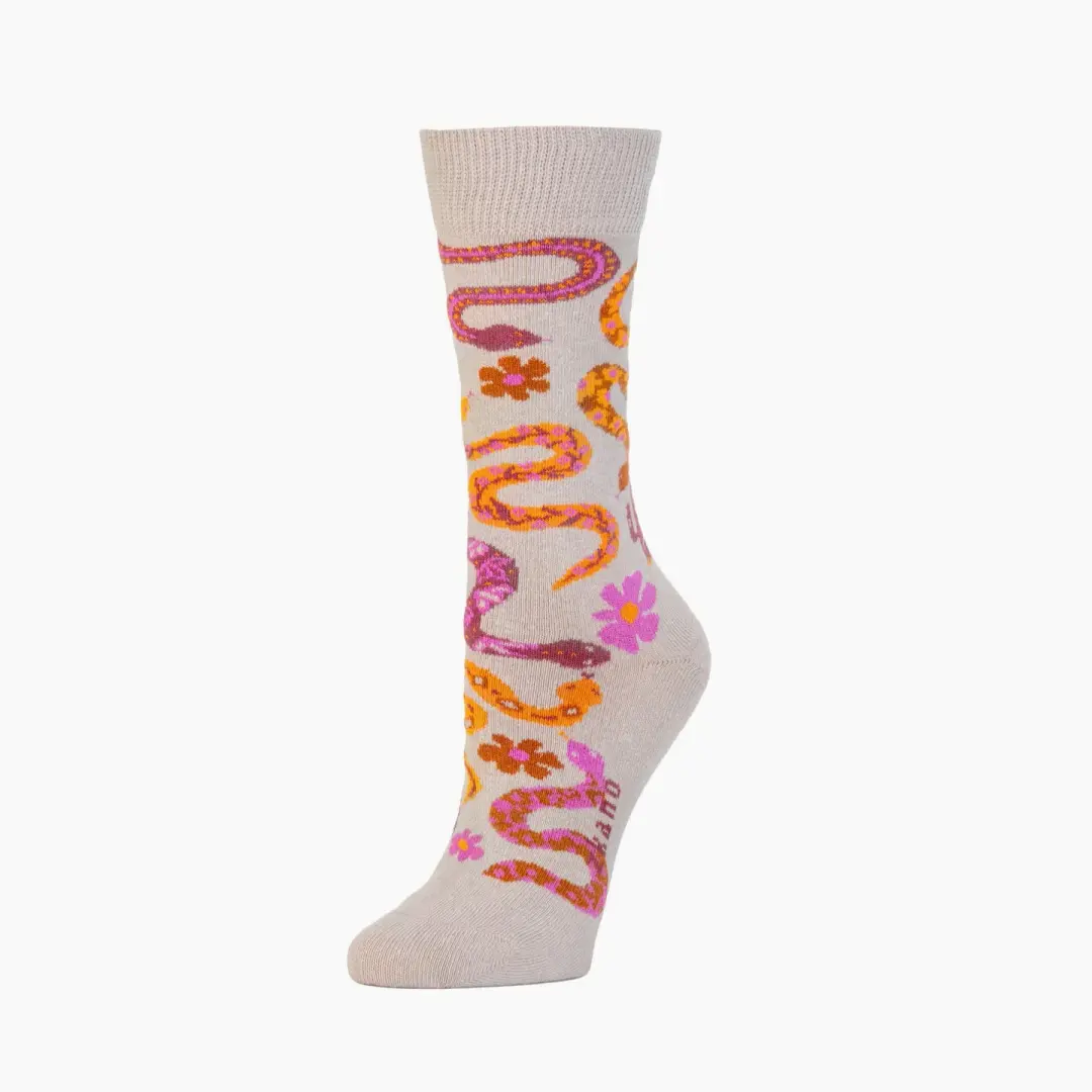 Desert Diamondback Crew Socks in Sand