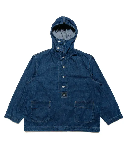 Post O'Alls NAVY Parka Blue Denim w/OD Yellow Stitch Indigo