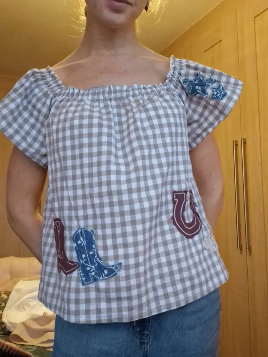 Selina top - western gingham - size s