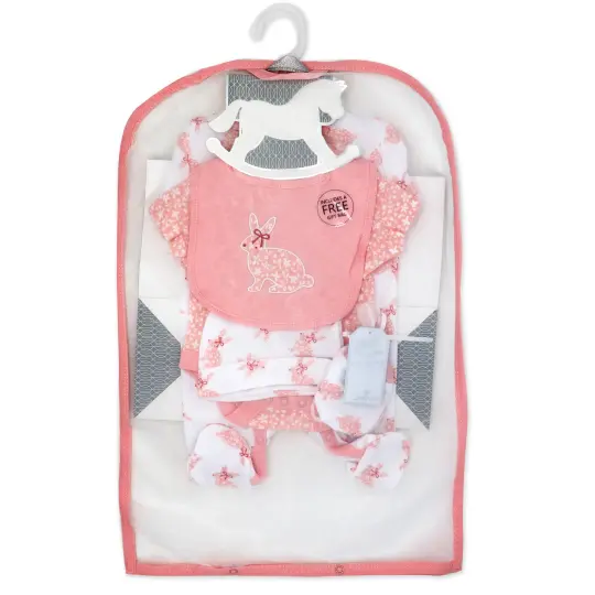 Rock A Bye Baby Boutique Baby Girls Floral Bunny Layette, 5 Piece Set, 3-6M