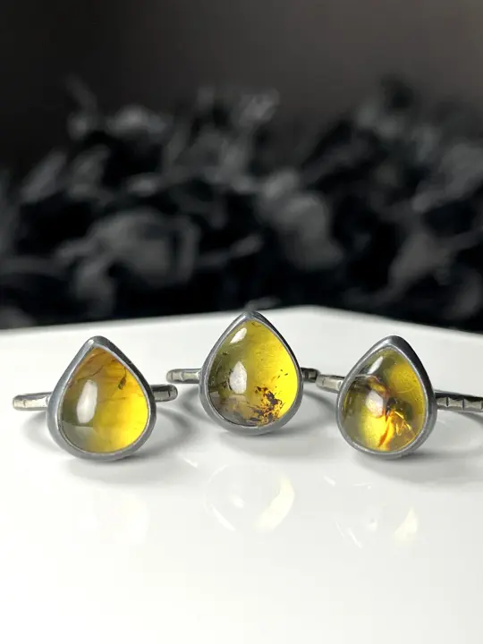 Amber Teardrop Rings