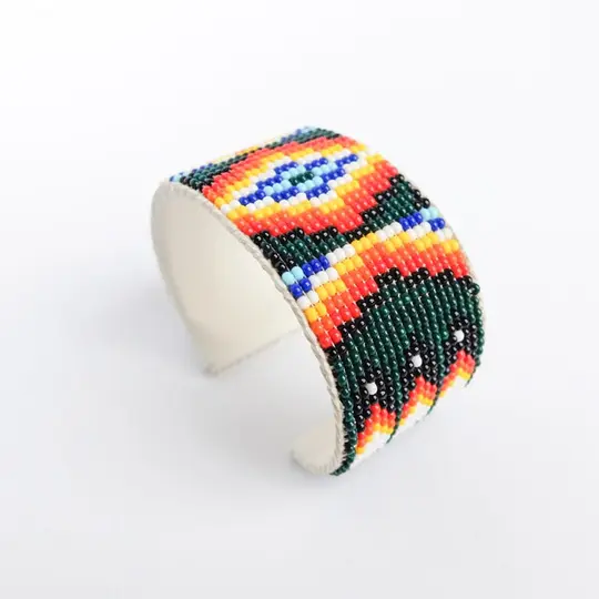 Large Dark Green/Black Navajo Beaded Bracelet