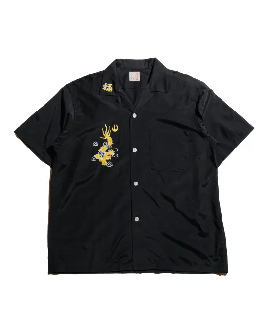 The Real McCoy's MS25009 Viet-Nam Open Collar Souvenir Shirt Black