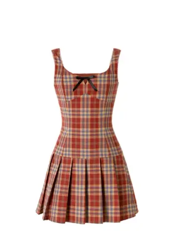 Minimalist Red-Plaid Homecoming Dress A-Line Strapless Corset Mini Birthday Dress RS674