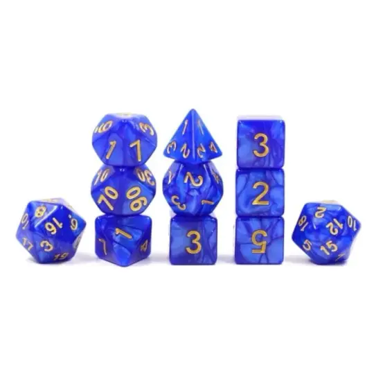 Ocean Deep Dice Set – 11-Piece Marbled Blue Acrylic Extra D20 D6s DnD