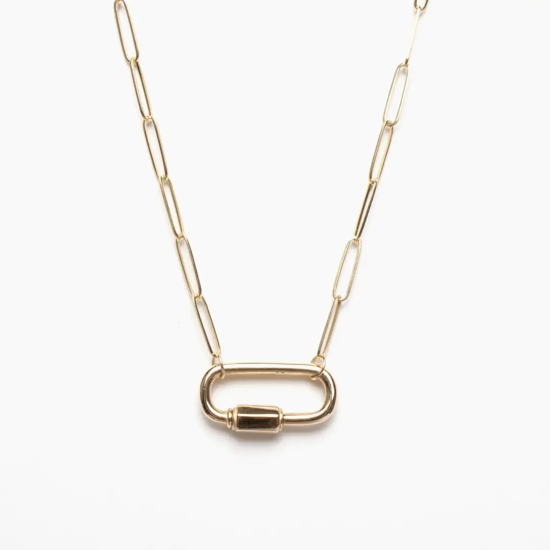 Gold Carabiner Charm Necklace