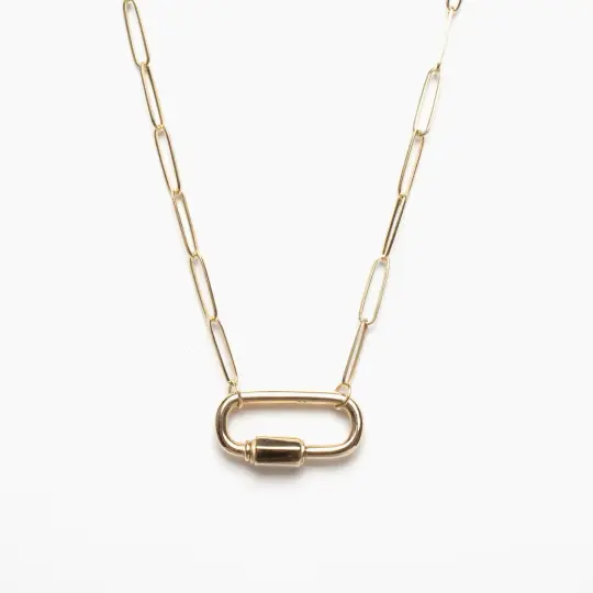 Gold Carabiner Charm Necklace