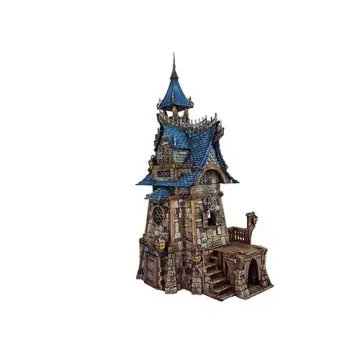 The Arcane Townhouse 28mm 3D printed medieval fantasy town terrain, painted example, front view