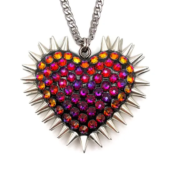 Classic Spiked & Paved Heart Necklace | Volcano