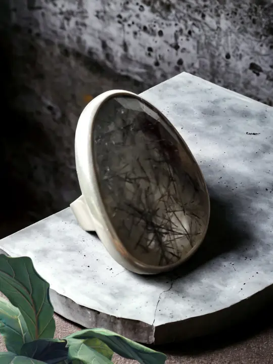 Black veined Sterling Silver ring