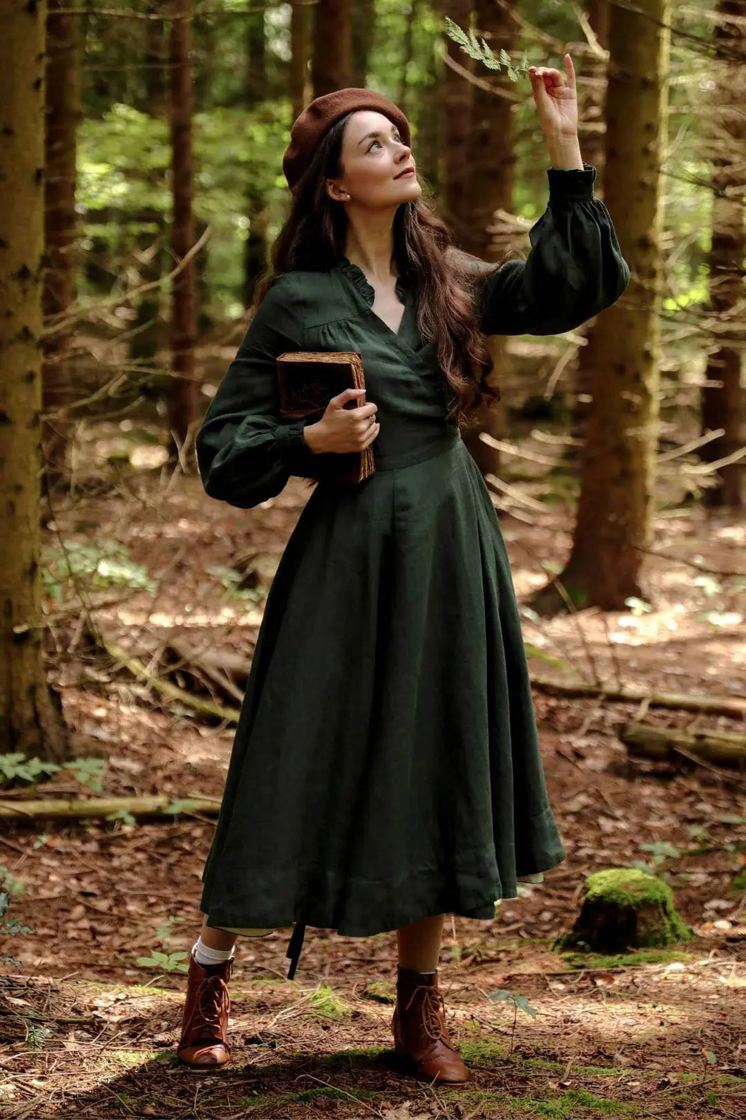 Darcy – Linen Wrap Dress with Ruffled V-Neckline