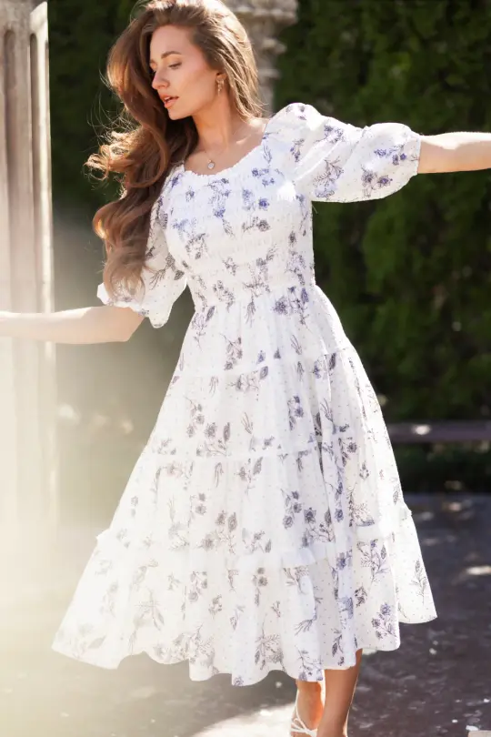Roselyn Dress in Blue Enchanted Floral