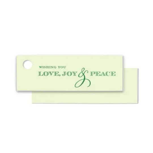 Love, Joy, & Peace Green on Green Foil Gift Tags, Set of 15
