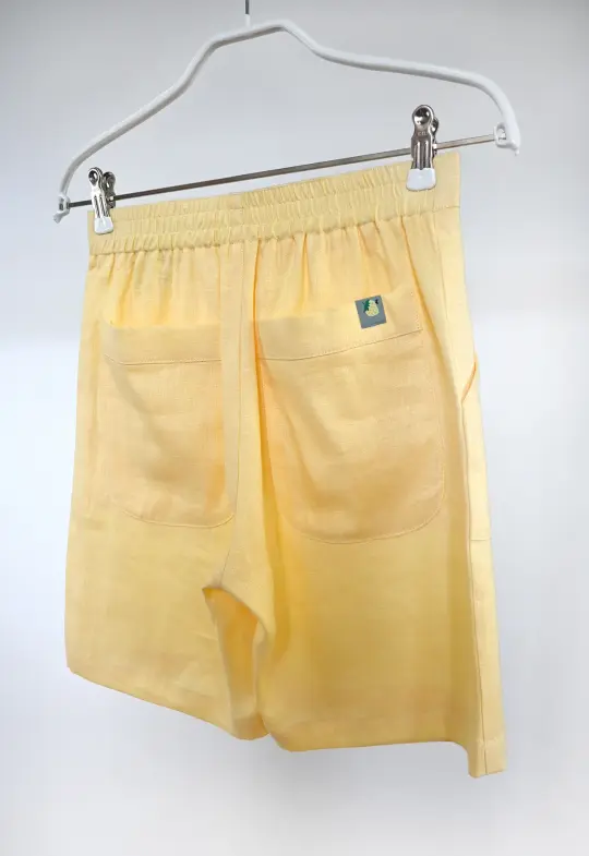 "Tutti-Frutti" Linen Shorts - Yellow Strawberry