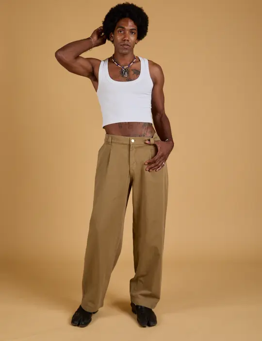 Baggy Mid-Rise Trousers - Desert Brown