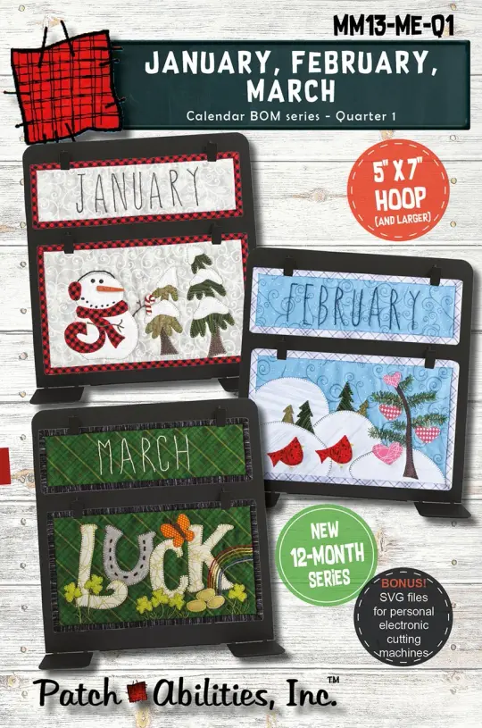 Quarter 1 Calendar Series Machine Embroidery