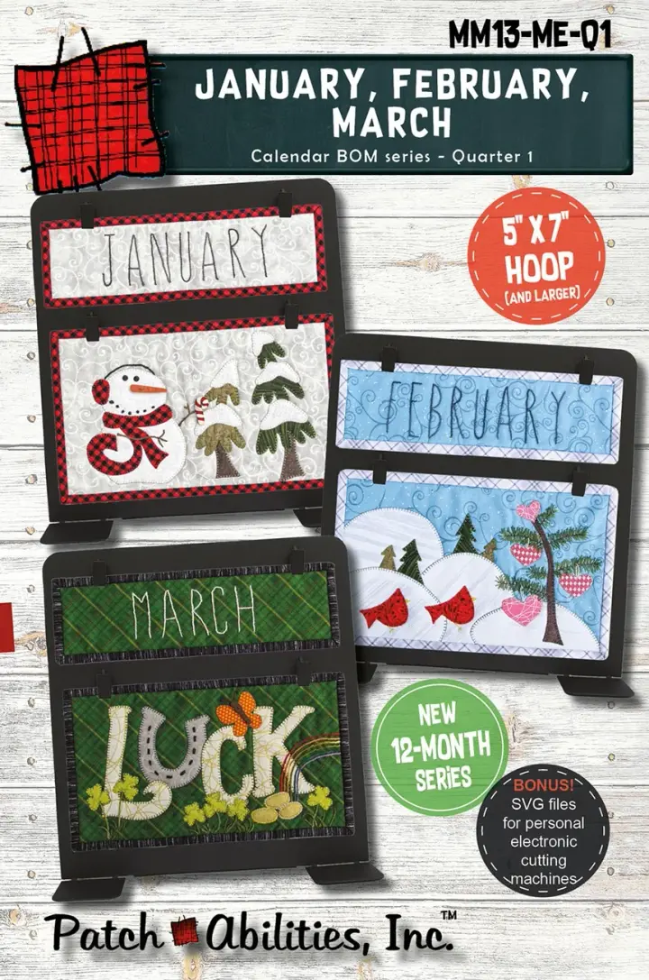 Quarter 1 Calendar Series Machine Embroidery
