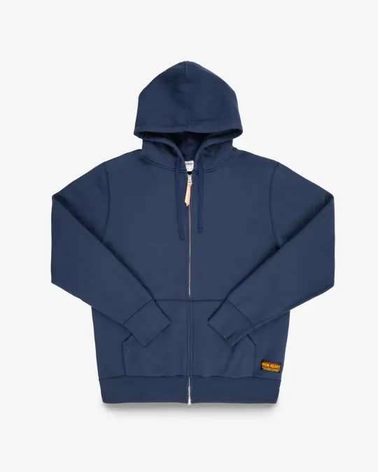 14oz Ultra Heavyweight Loopwheel Cotton Zip Up Hoodie - Navy