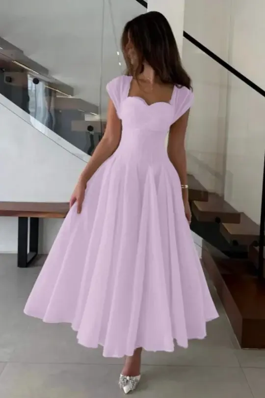 Flowy Chiffon Prom Gown Lavender Women's Corset Maxi Evening Dress Casual Dress RS2895