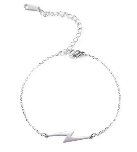 Stainless Steel Lightning Bolt Bracelet (Silver)
