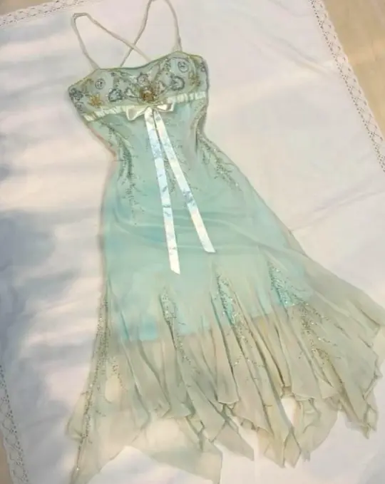 Fresh Mint Green Prom Dress ,A-Line Spaghetti Straps Embroidery Party Dress Cami Dress RS1061