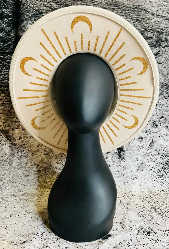 Cream Gold Moonburst Vegan Felt XL Wide Brim Hat