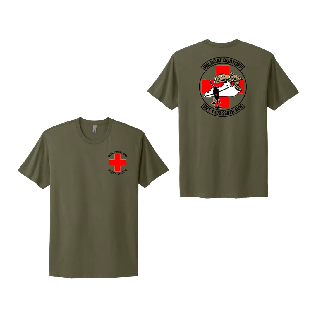 2-238th Wildcat Dustoff Military Green NL3600 Short Sleeve Tee