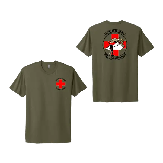 2-238th Wildcat Dustoff Military Green NL3600 Short Sleeve Tee
