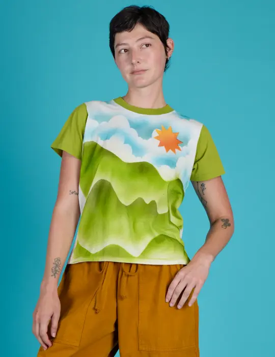 Airbrush Vintage Tee - Green Hills