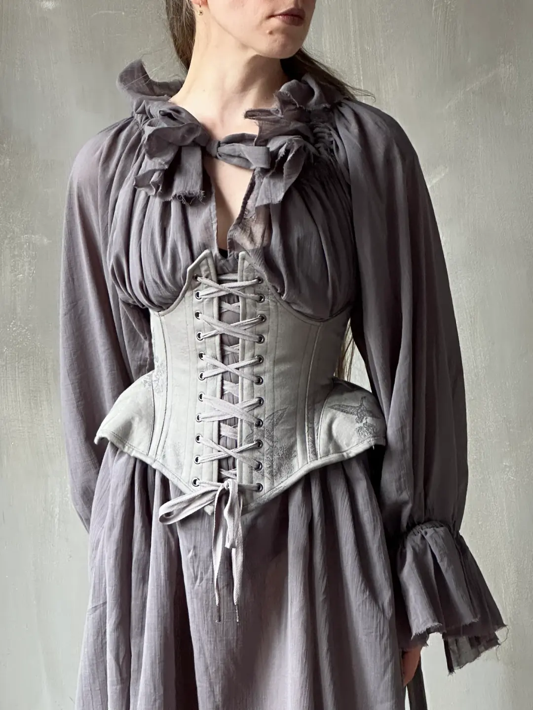 Underbust Pannier Corset in Lilac Cranes (Limited Edition)