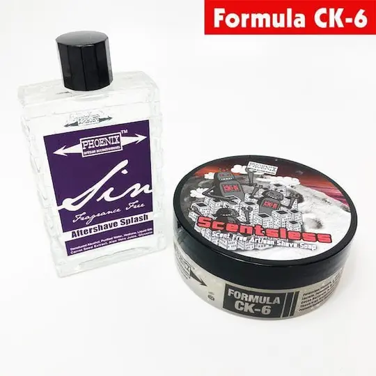 Scentsless Scent Free Artisan Shave Soap & SIN Scent Free Aftershave | Ultra Premium CK6 Formula | Bundle Deal