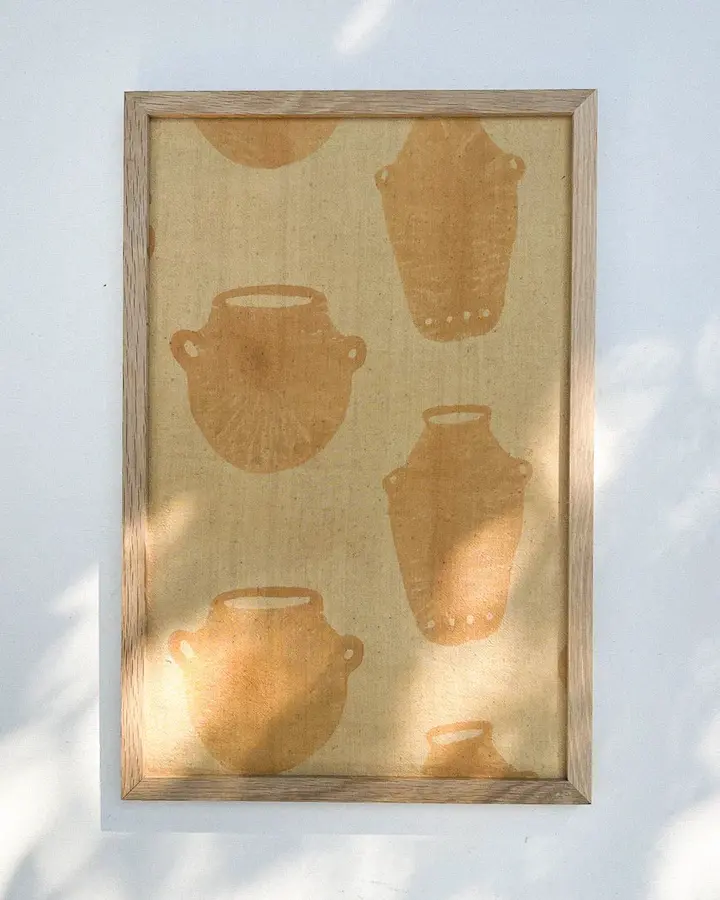 Jugs Block-Print Textile Art