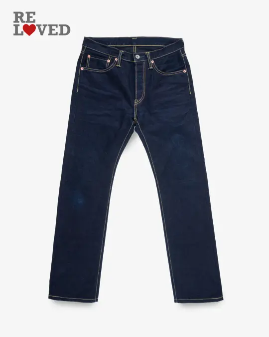 14oz Selvedge Denim Slim Straight Cut Jeans - Indigo/Black (IH-666s-142ib) Tag 31, hemmed to 30.5"