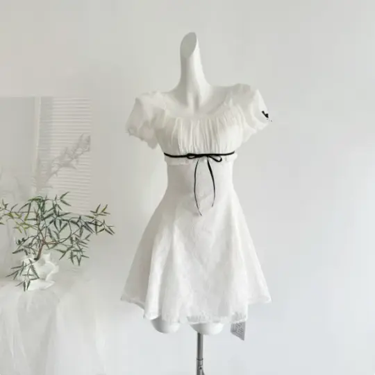 Fresh White A-Line Jewel Bodycon Mini Summer Dress Homecoming Dress RS292