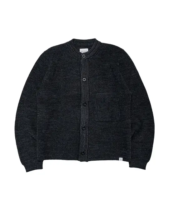 Norse Projects Gullverket Cotton Wool Rib Cardigan Dark Grey Melange