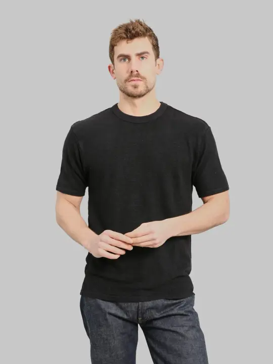 UES 100% Linen Short Sleeve T-Shirt Black