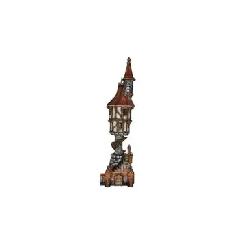 Fully painted 28mm 3D-printed slender round tower house — tabletop RPG terrain for D&D, Pathfinder & wargaming