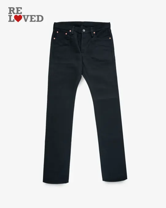 21oz Selvedge Denim Slim Cut Jeans - Superblack Non-Fade (IH-555S-SBG) Tag 35, Hemmed to 35.5''