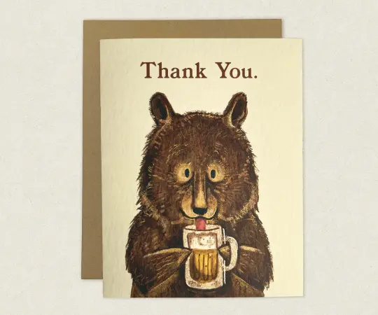 The Wild Wander - Beer Bear Thank You Greeting Card