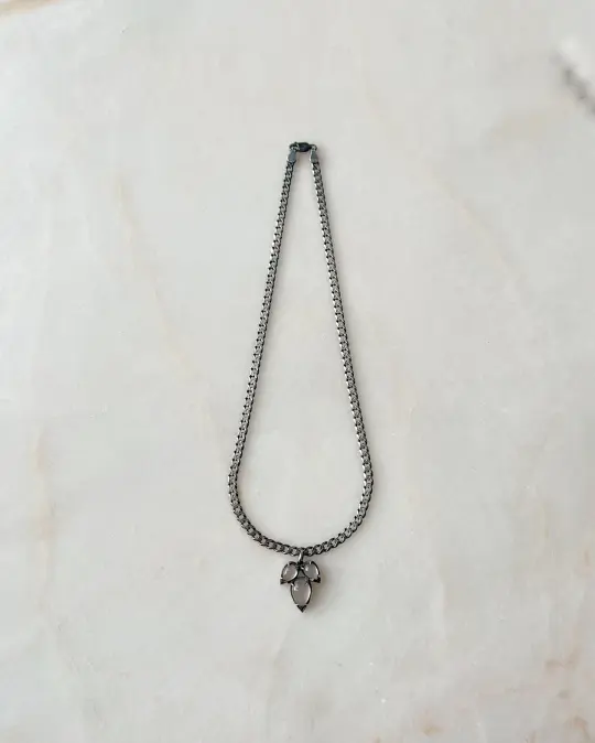 The Sharpest Thorn II // Gemstone Charm Necklace Heavy Curb Chain