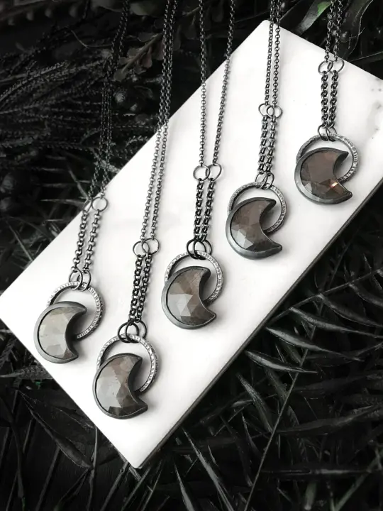 Chocolate Sapphire Moon Pendants