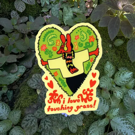 I <3 touching grass sticker