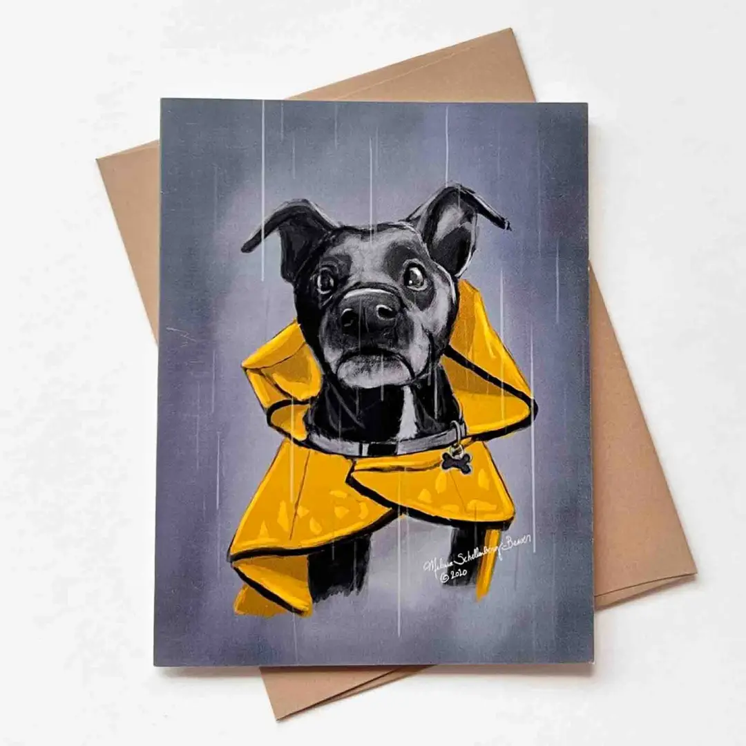 Rainy Day Dog Greeting Card, Wholesale 6 Pack