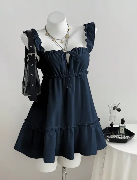 Casual Navy Homecoming Dress ,A-Line Spaghetti Straps Short Prom Dress Cami Dress RS953