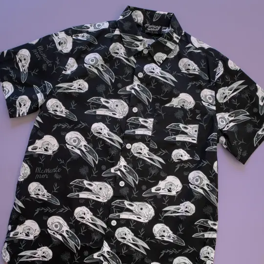 [BUTTON DOWN SHIRT] Corvid Memento Mori