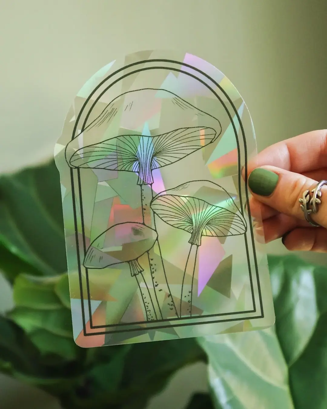 Little Brown Mushrooms Suncatcher Sticker