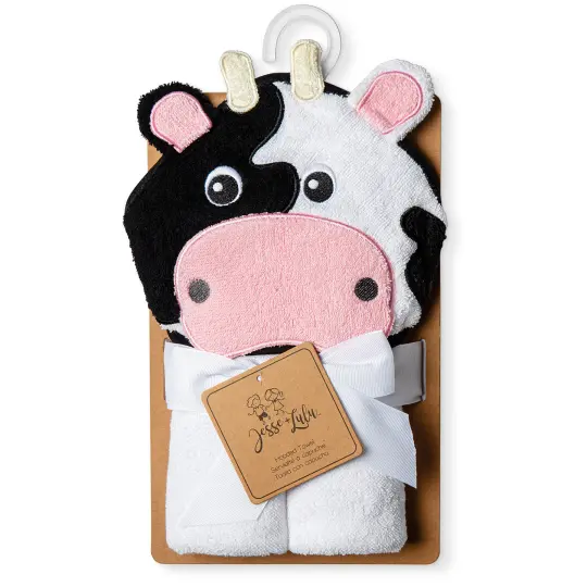 Jesse & Lulu Baby Boys and Girls Cow Hooded Bath Towel