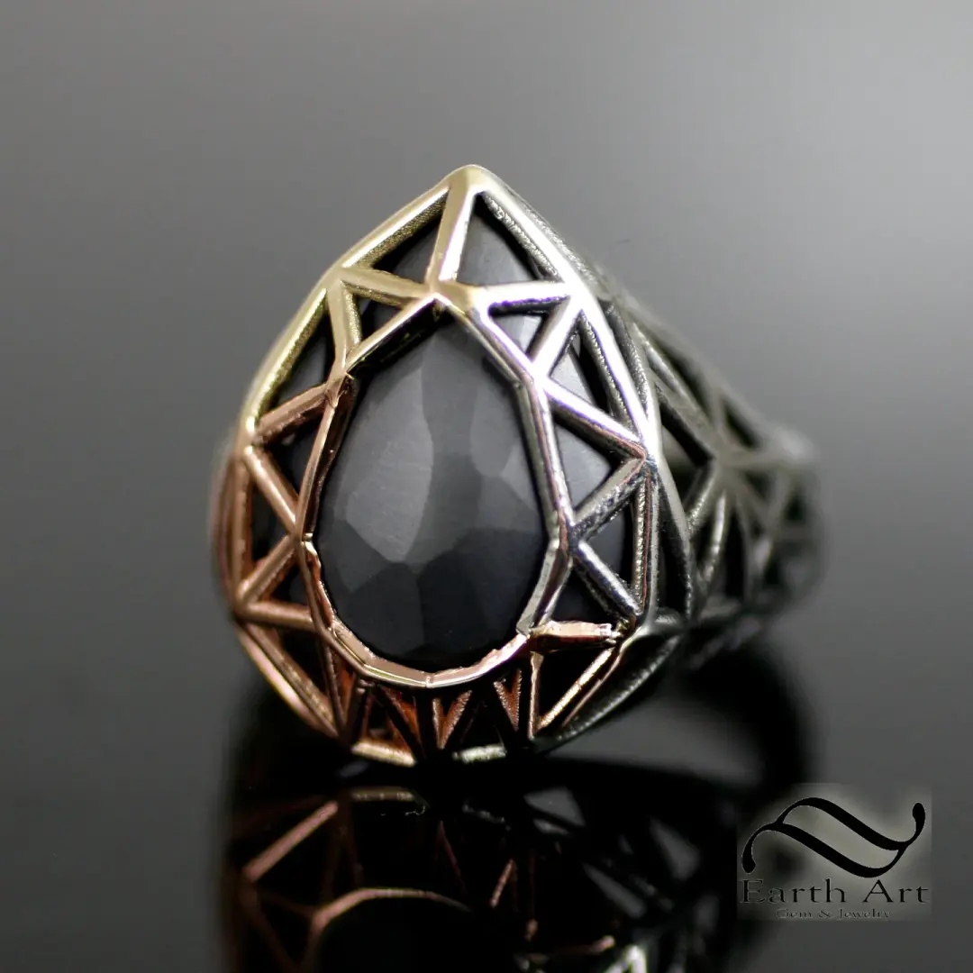 The Ember Ring - Hand cut black moissanite Mixed Metal